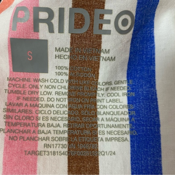 Target Pride Button-Front Tie Waist Maxi Shirtdress Rainbow Stripe Dress Sz S - Picture 12 of 12